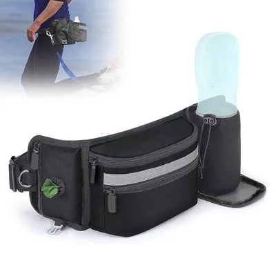 Produktbild von Hunde-Leckerlibeutel mit Leine & Kotbeutelspender – Futtertasche mit Handyfach für Training & Spaziergänge
