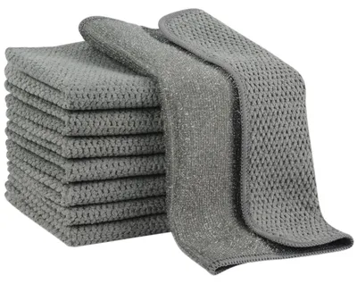 Productafbeelding van Microvezel schoonmaakdoeken, dubbelzijdig, krasvrij, grijs, 25x25 cm, 8 stuks