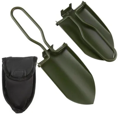 Productafbeelding van Unyqoos® Compacte, roestvrijstalen vouwschep van 13 cm – Opvouwbare schep met draagtas, roestvrij staal, gepolijste handgreep, geschikt voor tuinieren, kamperen en outdooractiviteiten