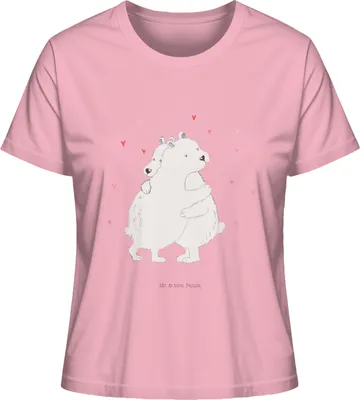 Produktbild von Mr. & Mrs. Panda Oberteil Damen Eisbär Umarmen Größe L - Baumwolle Pink - Geschenk, Baumwollshirt, Baumwoll T-Shirt, Basic, Shirt, Lustige Sprüche