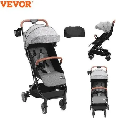 Imagen del producto de Cochecito para bebé: práctico y ligero, con portavasos, para niños de 0 a 3 años, color gris claro