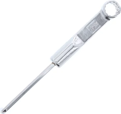 A silver-colored tool with a hexagonal shaft and a ring wrench head, isolated on a white background.