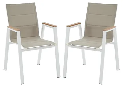 Produktbild von Set mit 2 stapelbaren  Gartenstühlen aus Aluminium und Textilene – Weiß – LIOUS von MYLIA