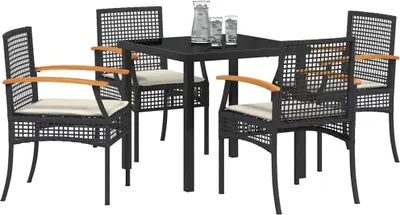 Produktbild von vidaXL Garten Essgruppe 5 stk. Schwarz Rattan