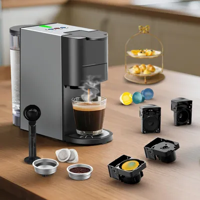 Produktbild von 5-in-1 Kapselmaschine für NES/DG/K-CUP/ESE/Gemahlenen Kaffee | 1450W, 19 Bar mit Intensitätswahl