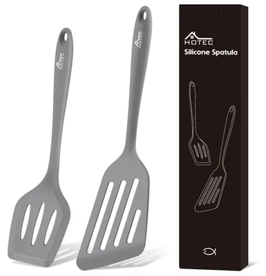 2er-Set Silikon-Pfannenwender, hitzebeständig, BPA-frei, grau