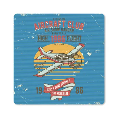 Produktbild von MuchoWow® Mauspad Mousepad Mancave - Flugzeug - Blau - Vintage 20x20 cm - Mousepads - Maus Mat - Pad - Mausunterlage - Desk Mat - Bureauartikeln