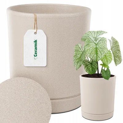 Produktbild von Ceramik Doniczka Ceramiczna z Podstawką Piaskowa Mat 23cm