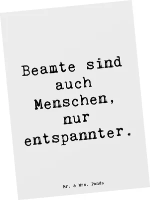 Produktbild von Mr. & Mrs. Panda Postkarte Spruch Beamtin Entspannt - Weiß - Geschenk, Postkarten, Stressfrei, Berufe, Geschenke für Berufstätige, Ansichtskarte, Dokumente, Berufsalltag