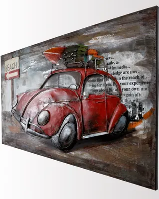 Produktbild von Wandbild Metallbild 3D VW Käfer 119cm Retro Relief Bild handgefertigt Nostalgie