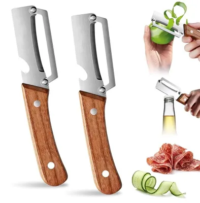 Produktbild von Solidchoice – 3-in-1 Multifunktions-Gemüseschäler – Edelstahl mit Holzgriff
