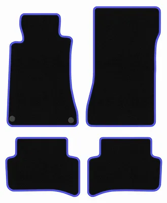 Productafbeelding van Velours automatten voor Mercedes C W203 2000-2008 (sedan/stationwagen) – 4-delig, zwart/blauw, op maat – Wielganizator CARLUX