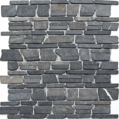 Produktbild von Mosani MOS40-0210_f, Mosaik, Marmor, Schwarz, Indoor, Rechteck, 305 mm