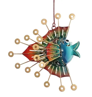 Produktbild von Deko Metall Kugel Fisch Hänger Maritim Fensterhänger Zierfisch Skulptur Figur