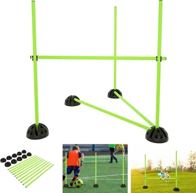 Produktbild von QEENTOE 15 Stück 100 cm grüne Trainingssprünge mit Klemmen, verstellbare Koordinationshürden für Fußball Geschwindigkeits- und Sprungtraining