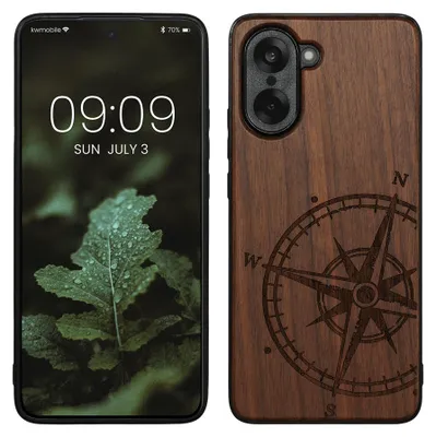Produktbild von kwmobile Handyhülle für OnePlus Nord CE5 Hülle Holz - Case mit TPU Bumper - Stoßfestes Hardcase - Schutzhülle Cover in Dunkelbraun