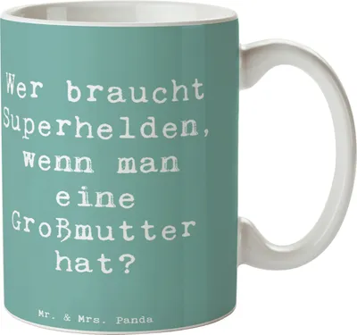 Produktbild von Mr. & Mrs. Panda Kaffeetasse Spruch Großmutter Liebe - Meeresbrise - Geschenk, Fürsorge, für, Geschenke, Becher, Tasse, haferl, Pott, Handarbeit, Verbindung, Dankeschön