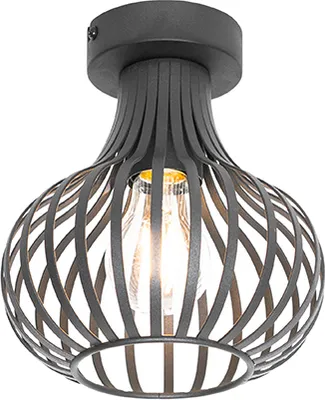 Produktbild von QAZQA - Moderne Deckenleuchte I Deckenlampe I Lampe I Leuchte schwarz 18 cm - Saffira I Wohnzimmer I Schlafzimmer - Aluminium Rund - LED geeignet E27