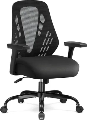 Imagen del producto de Silla de oficina ergonómica, silla de escritorio con reposabrazos ajustables, silla gamer con tejido de malla transpirable, respaldo en forma de V, función de inclinación, asiento de espuma de alta densidad, color