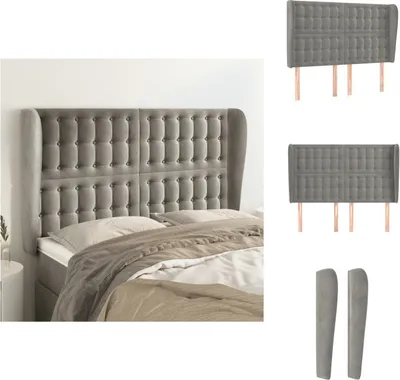 Produktbild von vidaXL Kopfteil mit Ohren Hellgrau 147x23x118/128 cm Samt -  Kopf- & Fußenden