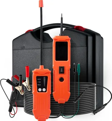 Immagine prodotto di SucceBuy tester di circuiti per veicoli 8-35 DCV con sonda, display a colori TFT e illuminazione, tester con cavo di prolunga da 6 m e valigetta di trasporto