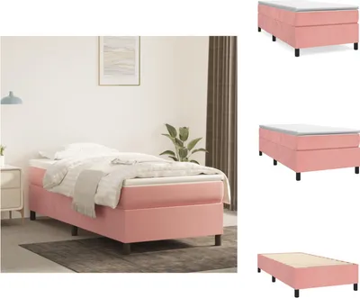Obrázek produktu pro vidaXL Postel s pružinovou skříní růžová 90x200 cm samet - Postele a válendy