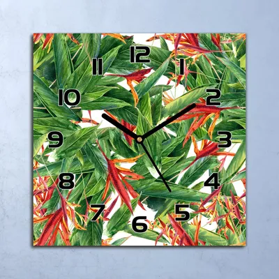 Produktbild von Wanduhr Echt-Glas-Küchenuhr Exotische Blume Quarz Lautlos 30x30 Deko Bilder