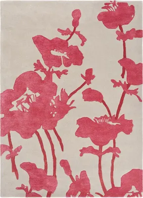 Produktbild von Handgefertigter Wohn- und Schlafzimmerteppich aus Wolle mit Blumenmuster BIFLORAL