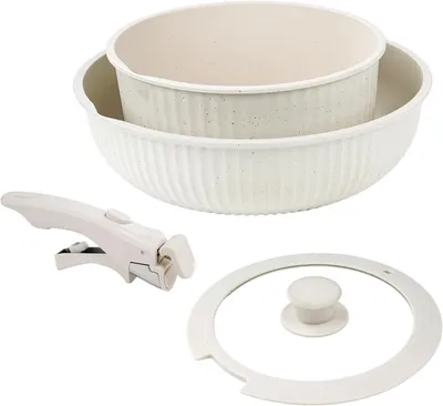 Obrázok produktu pre Sada hrncov a panvíc na indukciu – sada panvíc (26 cm) – hrniec (20 cm) – panvica s nepriľnavým povrchom – odnímateľné rúčky – riady vhodné na indukciu – súprava hrncov a panvíc
