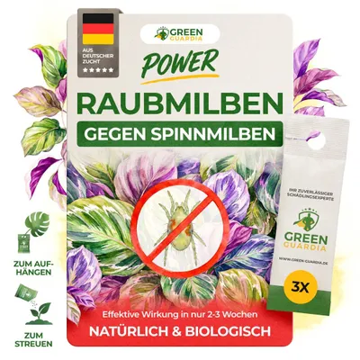 Produktbild von Power Raubmilben gegen Spinnmilben – 3 Tüten - Biologisches Mittel zur effektiven Spinnmilben Bekämpfung für Zimmer- und Zierpflanzen sowie Cannabis