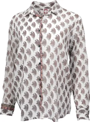 Image de Chemise légère unie boho en coton, chemisier - Blanc, Femme, Coton, Taille : S