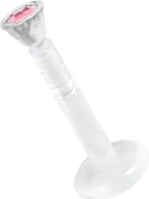 Immagine prodotto di Labret Bioplast Attacco per piercing al labbro Pietra di cristallo trasparente 2,2 mm - L.Rosa FLAJ - 8,0 Millimetri