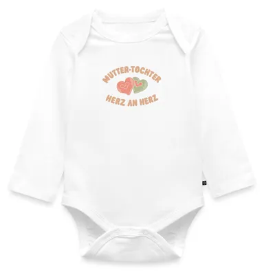 Produktbild von Spreadshirt Mutter-Tochter Herz an Herz Tages Baby Body Langarm, 86 (12-18 M.), Weiß