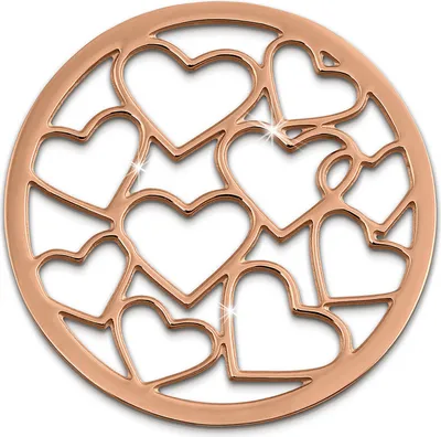 Produktbild von Amello Edelstahl vergoldet Coins rose 30 mm Einleger Herzen Damen Coin ESC504E