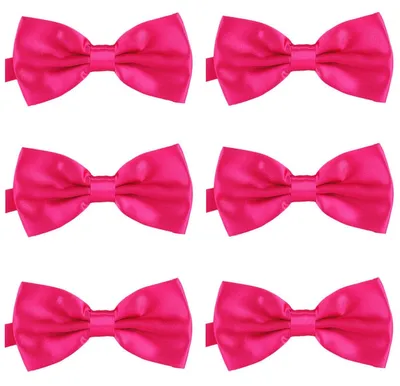 Produktbild von 6er Set DonDon Herren Fliege 12 x 6 cm gebunden und längenverstellbar pink