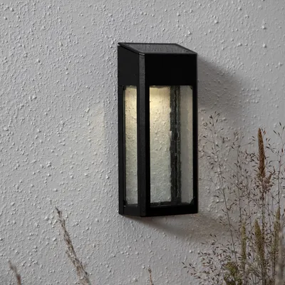 Produktbild von LED Solar Wandleuchte WALLY- warmweiße LED - H: 20cm - Dämmerungssensor - schwarz