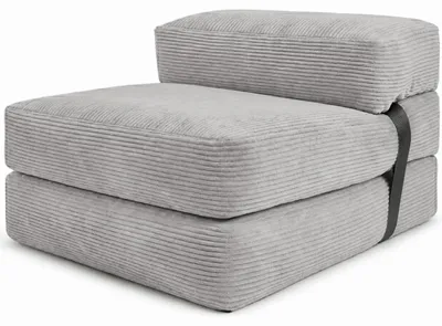 Produktbild von Klappsofa - Gästebett mit Abnehmbarem Bezug - Komfortabler Futon - Schaumstoffmatratze (70 x 190 cm) - Hellgrau