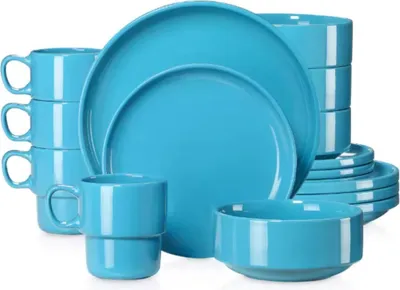 Obrázek produktu pro Zinovia Servírovací sada - 16dílná - 4 osoby - Baby blue - Jídelní servis - Jídelní talíře - Hluboké talíře - Snídaňové talíře - Servírovací nádobí - Kuchyňské servírovací nádobí