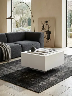 Produktbild von Couchtisch WL5.832 Holz 60 x 60 x 35,5 cm Spanplatte, Wohnzimmertisch Coffee Table Modern, Beistelltisch Quadratisch Weiß, Design Sofatisch Loungetisch, Weißer Kaffetisch Wohnzimmer