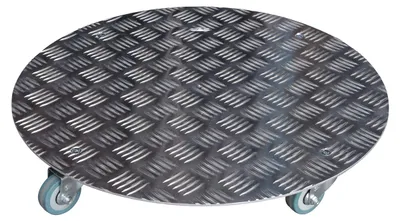 Imagen del producto de Rodillo de aluminio para plantas, con ruedas, de 49x49x7,5 cm, ideal para balcones y jardines
