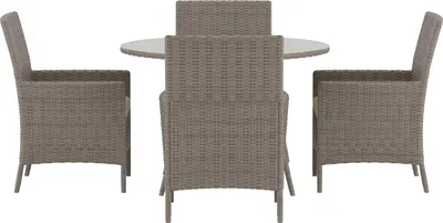 Zdjęcie produktu dla Lefkas zestaw ogrodowy stół 110x110cm 6 krzeseł brązowy.