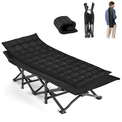 Produktbild von Feldbett Klappbett Mit Polsterauflage Feldbett bis 150 kg, (188 x 71 x 37 cm Faltbar) Für Erwachsene Outdoor Indoor Garten Camping Reisen