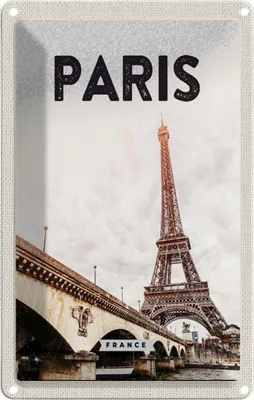 Produktbild von vianmo Blechschild 18x12 cm Paris Frankreich Eiffelturm Tourismus Abenteuer Reisen Urlaub