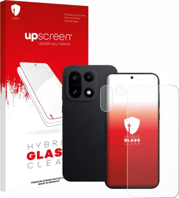 Product packaging with a phone and screen protector.