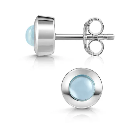 Produktbild von MATERIA by Matthias Wagner Blautopas Ohrstecker Silber 925 rund blau SO-207-Blautopas