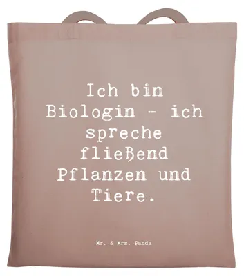 Produktbild von Mr. & Mrs. Panda Tote Bag Spruch Sprechende Biologin - Braun Pastell - Geschenk, Beutel, Naturliebhaber, Mikrobiologie, Berufe, Kreativität, Berufsgestaltung, Beruf