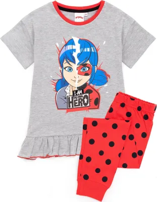 Image de Miraculous - "I Am My Own Hero !" Pyjama pour fille NS6776 (128) (Gris chiné/Rouge/Noir)