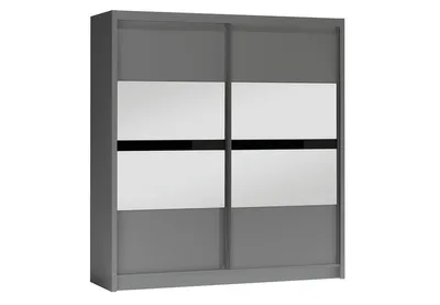 Produktbild von Kleiderschrank 203 JANETTA mit Spiegel – Graphit/Schwarzglas