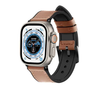 Produktbild von Strap-It Apple Watch Ultra Leder Hybrid-Schnallenarmband (Braun)