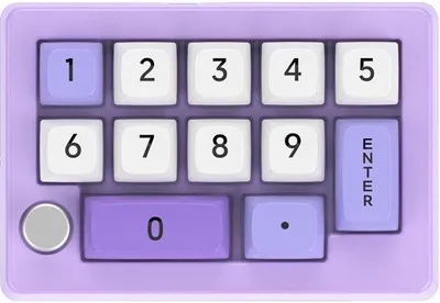 Image de Clavier mécanique avec pavé numérique à 13 touches, programmation de macros, personnalisable et bouton rotatif (violet).